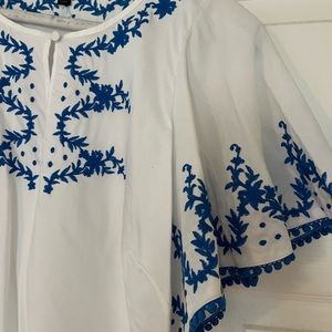 Beautiful embroidered J. Crew flutter sleeve top! LIKE NEW
